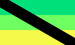 Yellow and green are distinct from pink/blue and their typical gendered associations of male/female and therefore represent genders distinct from male/female.