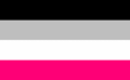 This gynephilia flag has four stripes: black, grey, white and pink. This is sometimes confused with the asexual flag.[18]