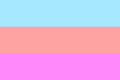 Androsexual pride flag with three stripes which are light blue (#a4e8fe), salmon pink (#fea3a2), and light purple (#ff89fb). This flag was proposed by twitter user AstraSouls, who said that "The blue stands for masculinity, the pink stands for love, the purple stands for the umbrella term nonbinary".
