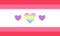 Amaregender flag by Kiloueka at pride-flags.deviantart.com.[33] Made to look similar to amorgender flags. The red/pink and hearts represent love.