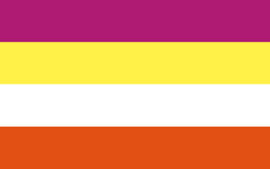 Femmegender by imthatgremlin (4 stripes - purple yellow white orange).png